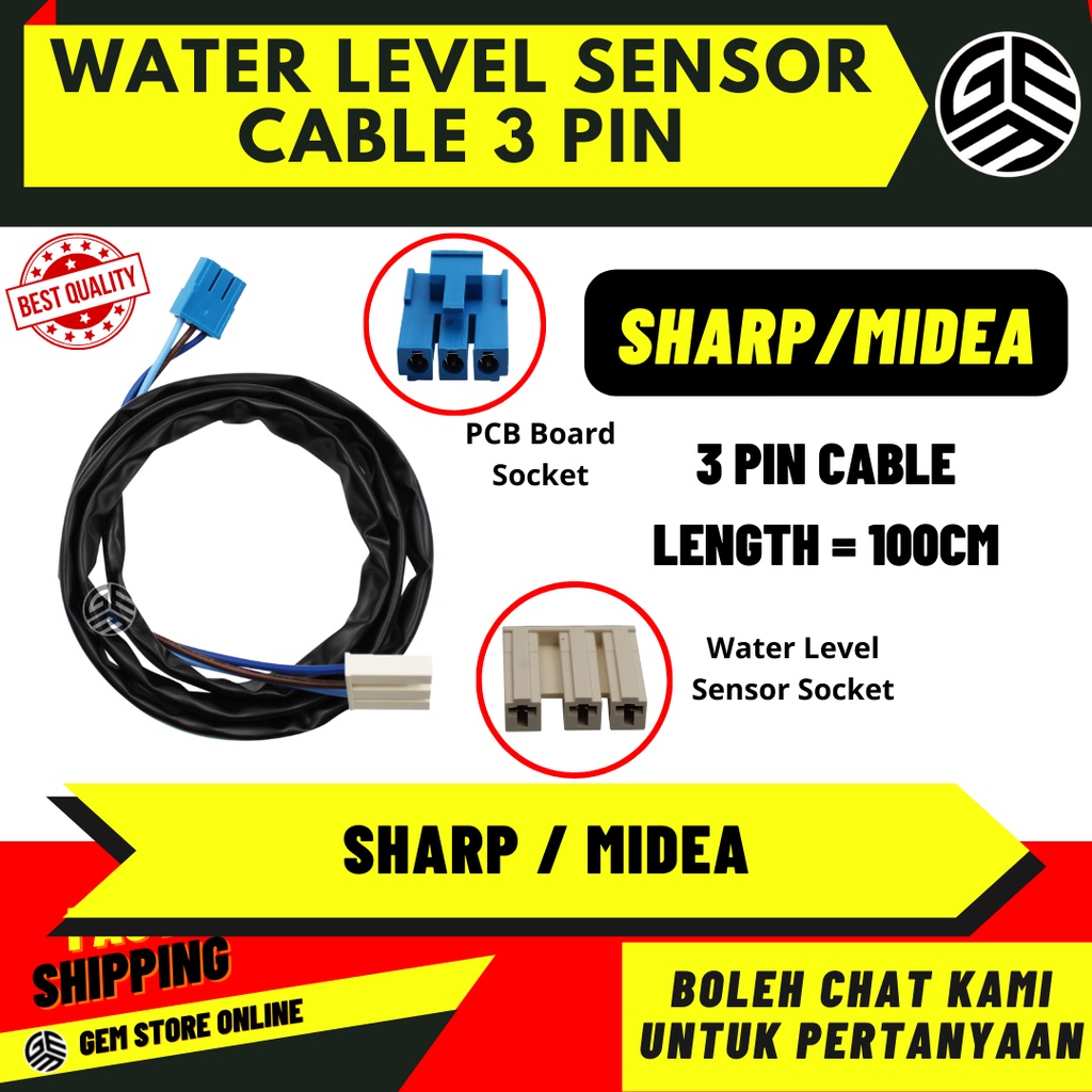 SHARP MIDEA Washing Machine Water Level Sensor Cable 3 Pin / Wayar