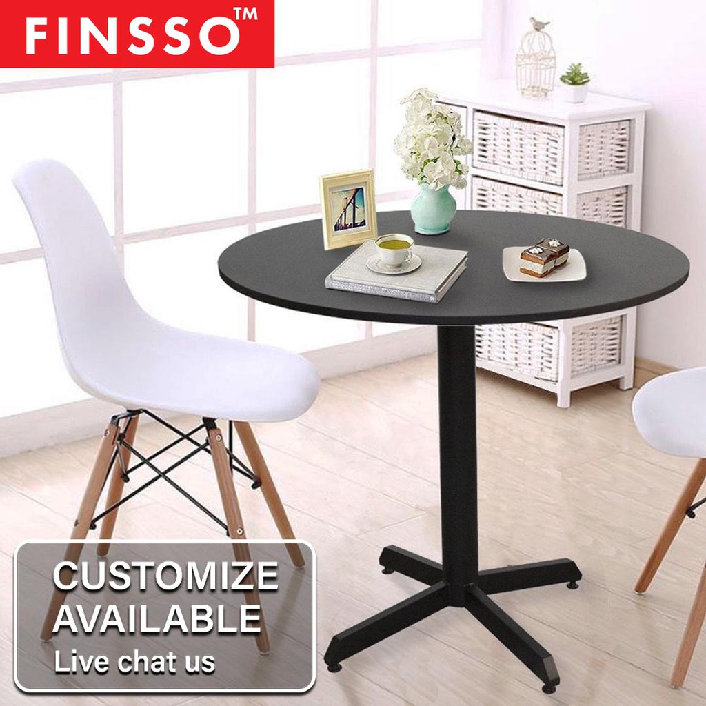 [80/90/100cm] Runda Black Frame Tri-Leg Simple Round Cafe Dining Table