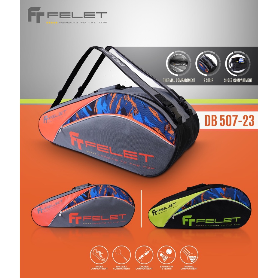 FELET Backpack 50723 Badminton Racket Double Zip With Double