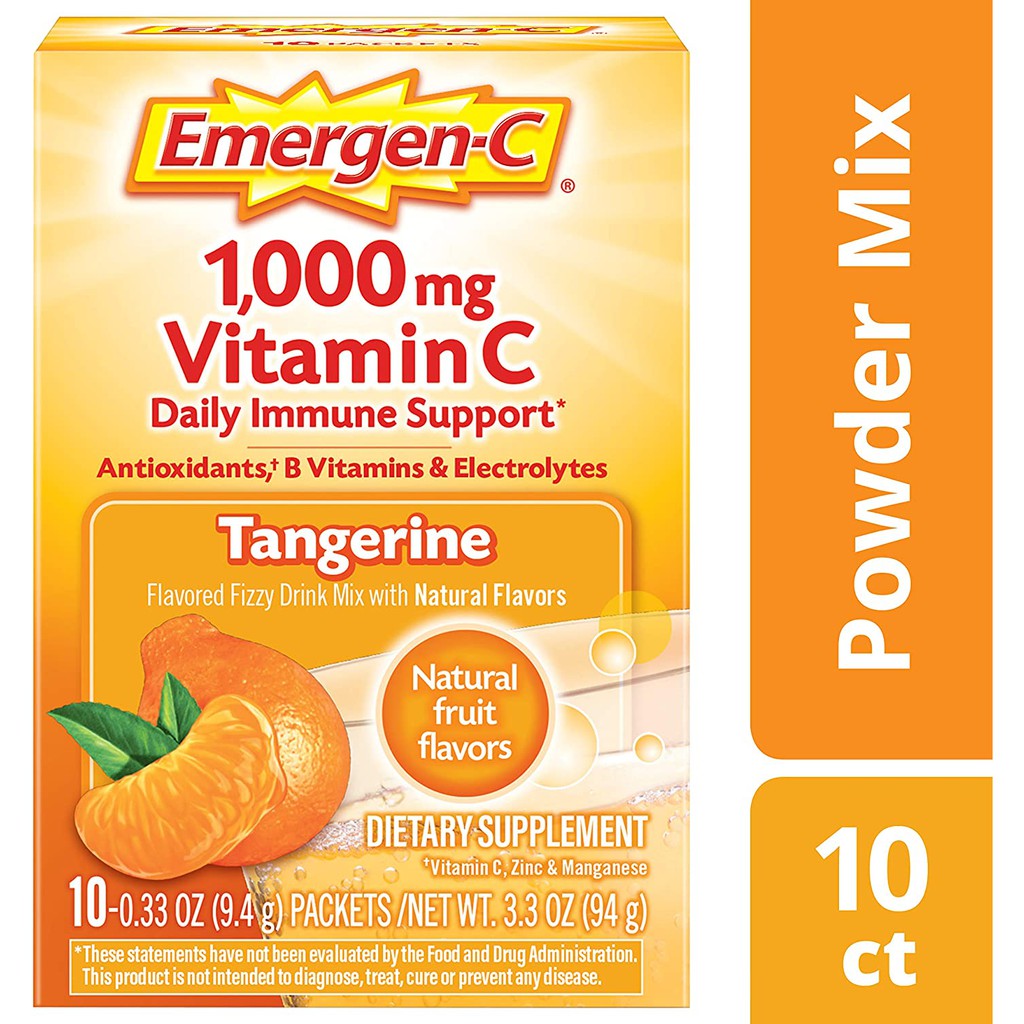 Emergen C Vitamin C 1000mg Powder 10 Count Tangerine Flavor With Antioxidants B Vitamins And Electrolytes Dietary Supplement Fizzy Drink Mix Caffeine Free Shopee Malaysia