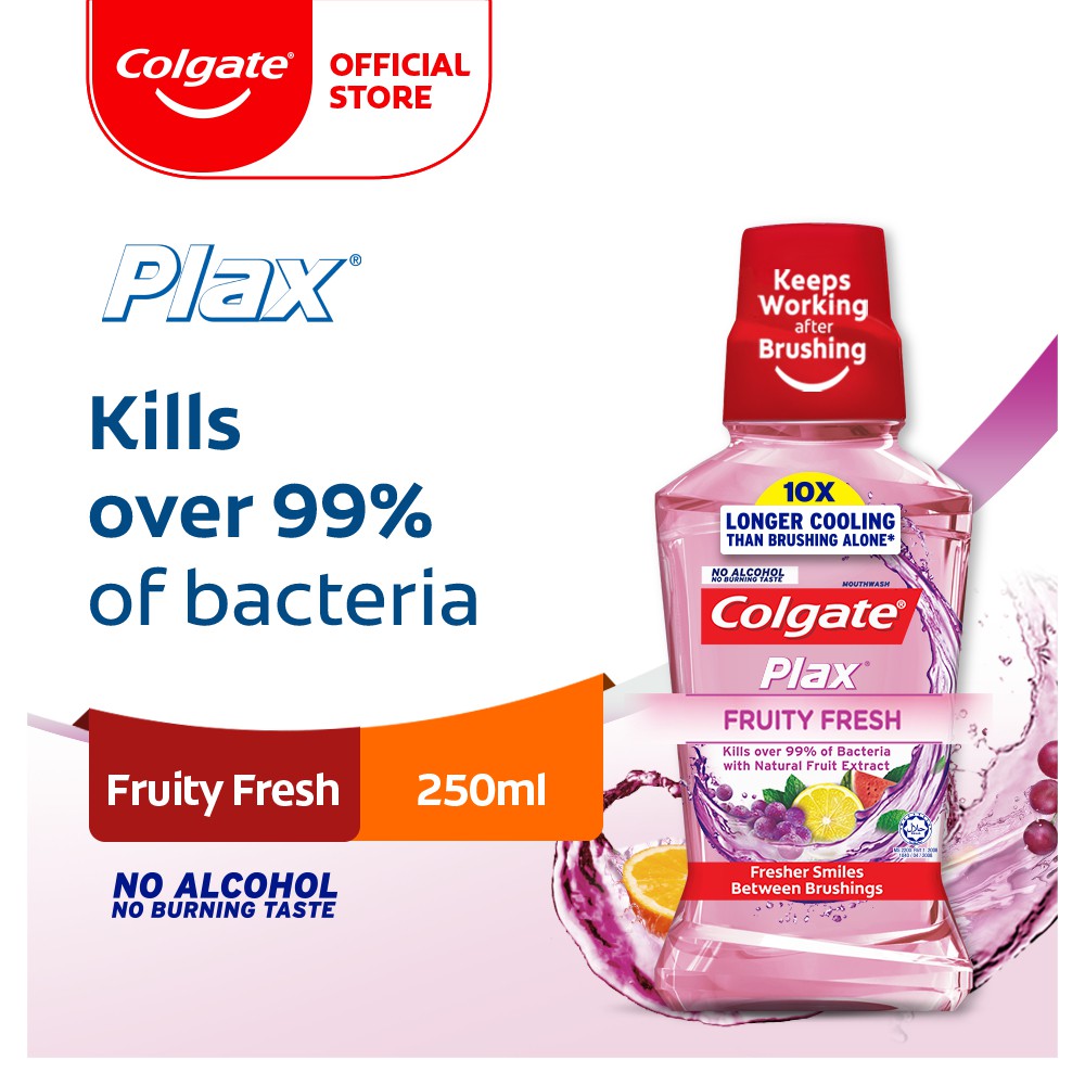 Colgate Plax Fruity Fresh Mouthwash Eliminates 99.9% Bacteria (250ml)