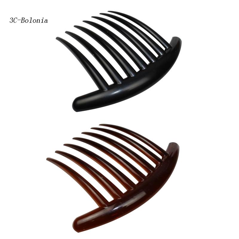 【PC】 Wide Teeth Hair Comb French Twist Unbreakable Good Grip Comb Hair Side Comb Clip for Women Girls DIY Black/Coffee