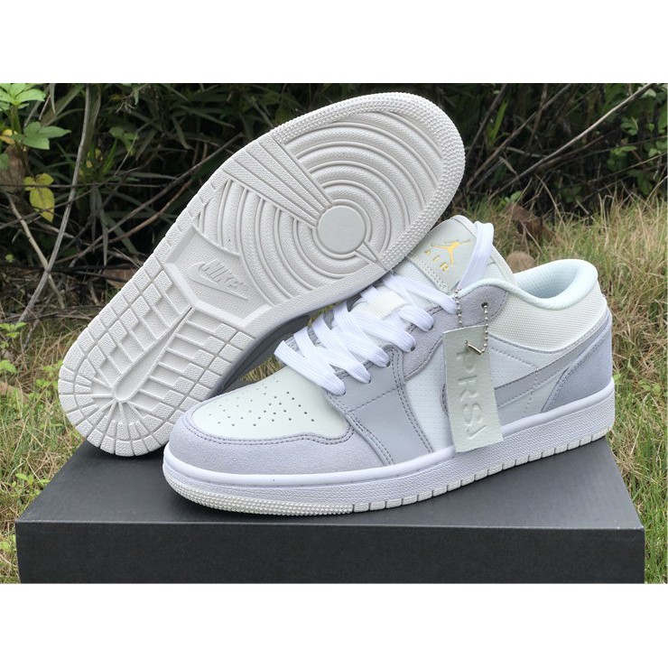 Air Jordan 1 Low Paris White Sky Grey Football Grey Basketball Shoes Shopee Malaysia