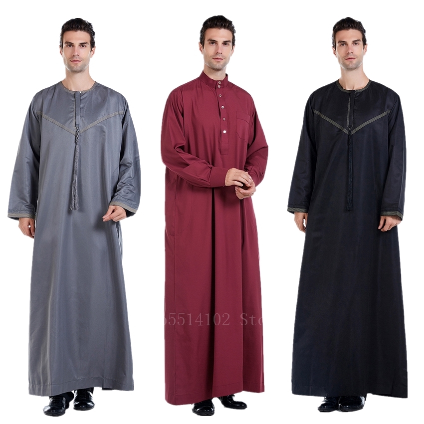 Abaya Uomo YAOHUOLE, Kaftan Thobe Lungo Con Bottoni E Tasche, Comodo E Traspirante, Taglie M-3XL