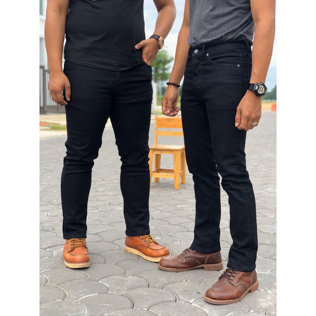 SELUAR JEANS HITAM | FULL BLACK | SF008 | SLIMFIT | STRETCHABLE JEANS | AZY JEANS & CO®