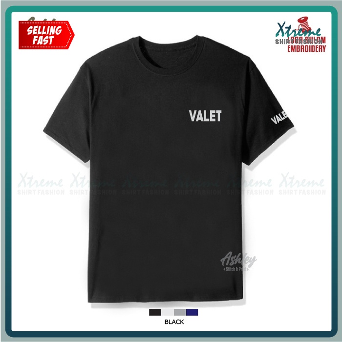 T Shirt Round Neck Valet Parking Hotel Apartment Service Work Baju Tee Lelaki Office Service Uniform Embroidery Jahit