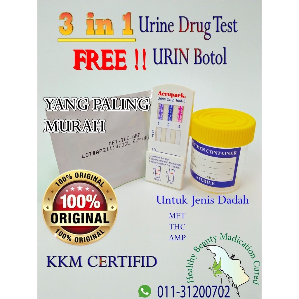 Urine Test Drugs 3 In 1 -lulus KKM (kegunaan Untuk Menguji Dadah Dalam ...