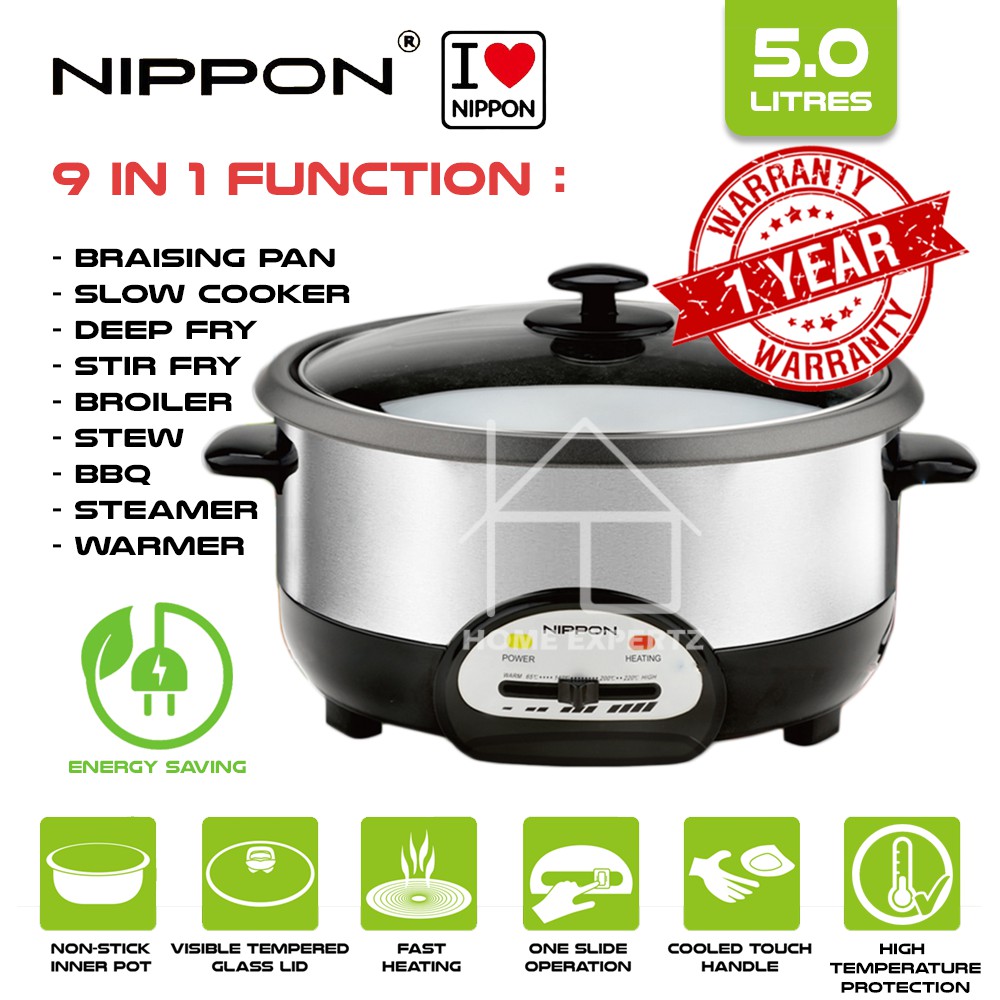 NIPPON 5.0L ELECTRIC MULTI COOKER WITH NON-STICK POT (NMC-H50SS ...