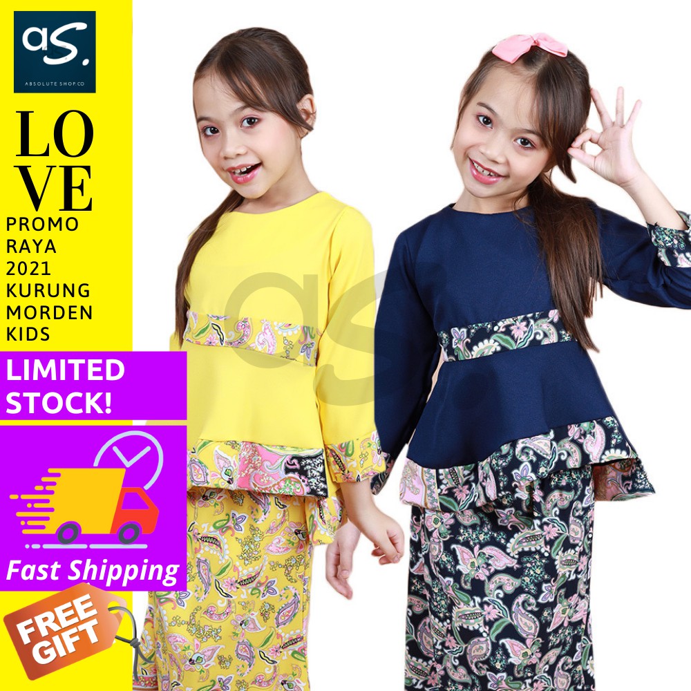 Promo Raya Baju Kurung Kanak Perempuan Moden Set Size S XL Promo Raya Baju Kurung Kanak Perempuan Moden Set Size S XL