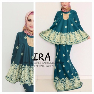 Ready stock baju  kurung  printed saree babydoll Shopee 