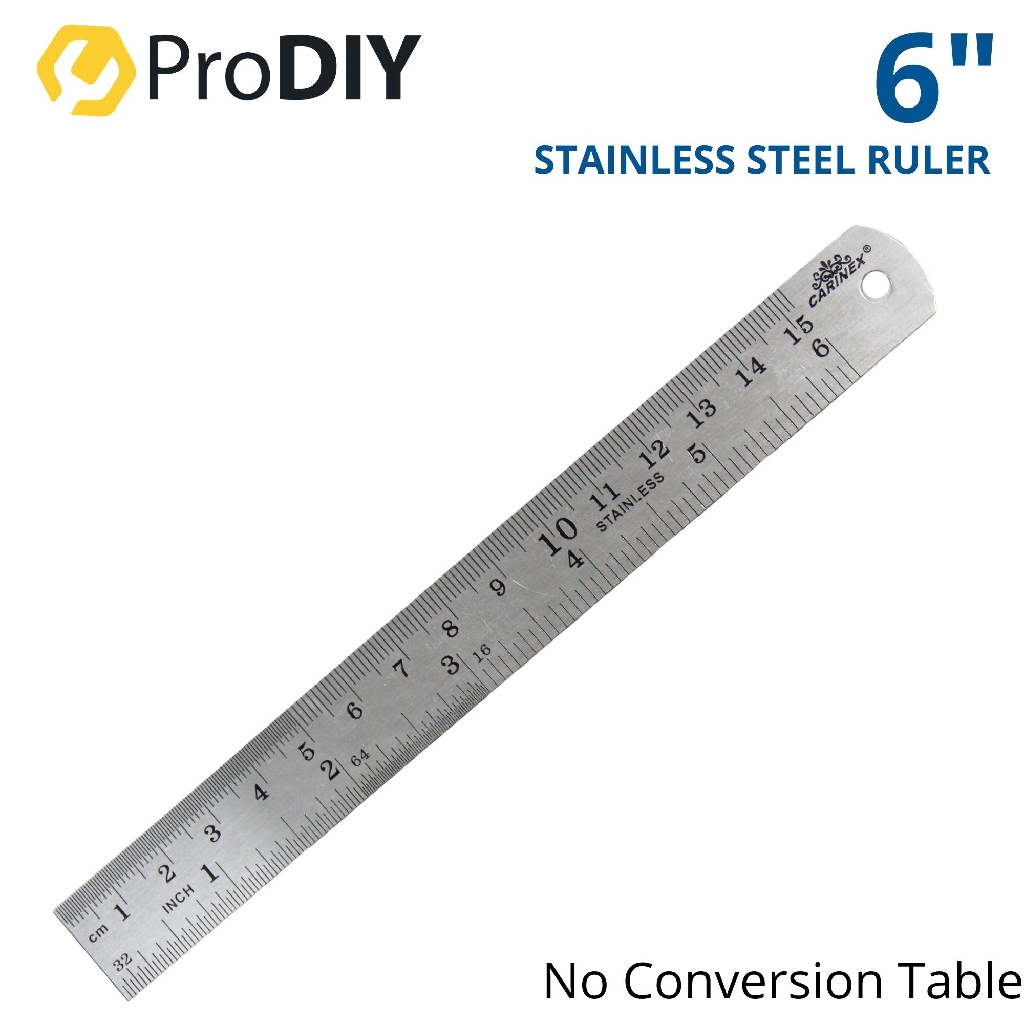 Stainless Steel Ruler Metal Ruler With Conversion Table For DIY Project Pembaris Besi Sekolah Bengkel 6 / 12 / 24 Inch