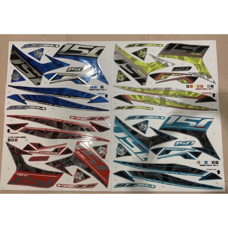 Yamaha Y15 Y15ZR V2 / LC150 Body Cover Set Stripe Sticker ( 7 ) Cyan ...