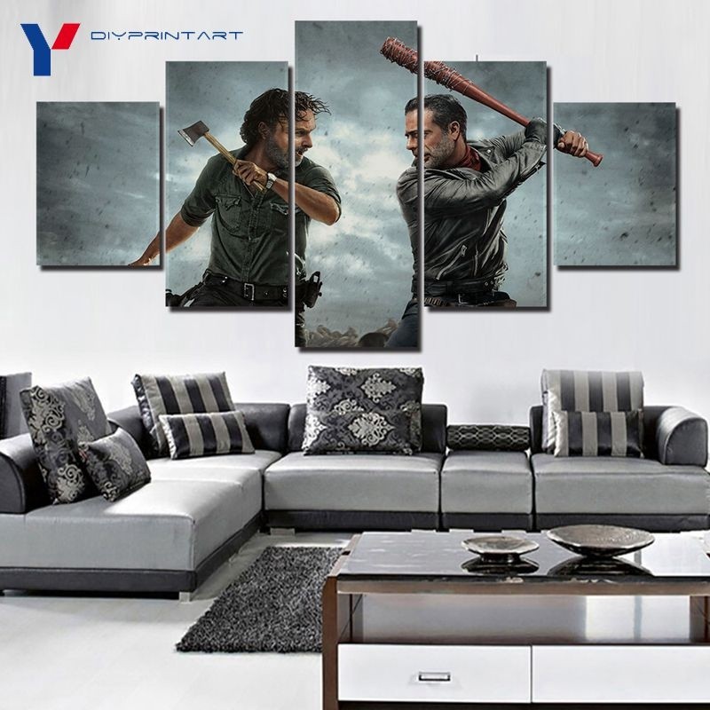5 Panel The Walking Dead Negan Rick Wall Art Home Decoration Wall Decor Posters Canvas Painting