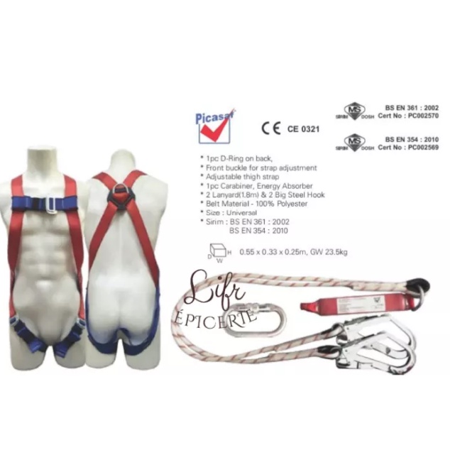 [Ready Stock] PICASAF Model 980215 Full Body Harness with Double ...