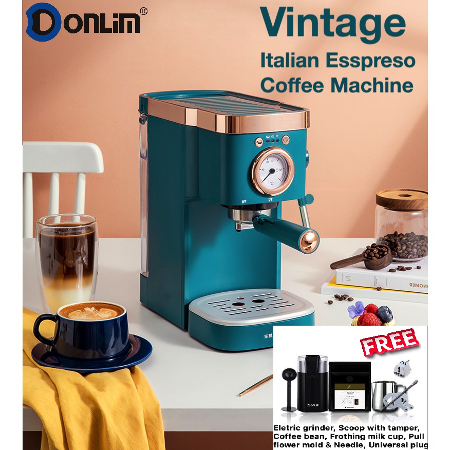 Donlim DLKF5400 Vintage SemiAuto Espresso Italian Cafe Machine Pump
