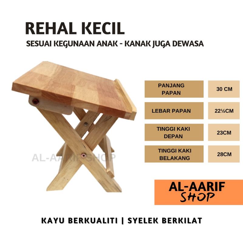 Rehal Meja Kecil Kegunaan Dewasa Kanak kanak | Rihal Kecik Permulaan Licin | Rehan AlQuran Saiz S Syelek Berkilat