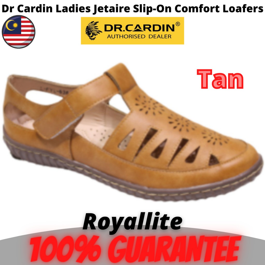 Dr Cardin Ladies Jetaire Slip-On Comfort Loafers (L-FYL 636) Tan & D.Grey