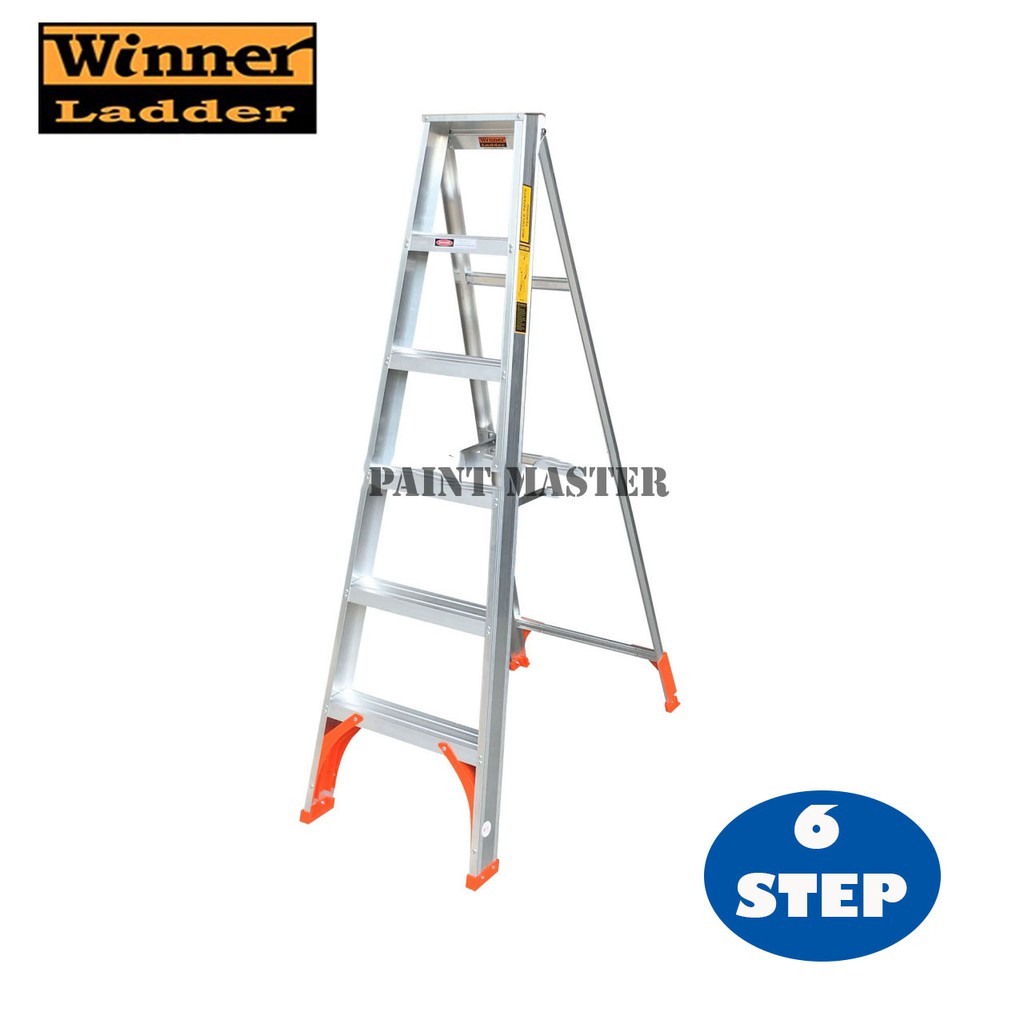 WINNER WSS06 ALUMINIUM SINGLE SIDED TANGLEPRUF LADDER 6 STEP 1478MM (4. ...