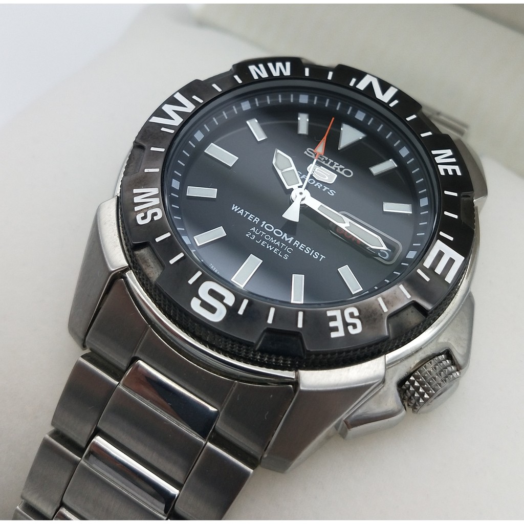 Seiko 5 Sports Compass Bezel Black Dial Auto | Shopee Malaysia