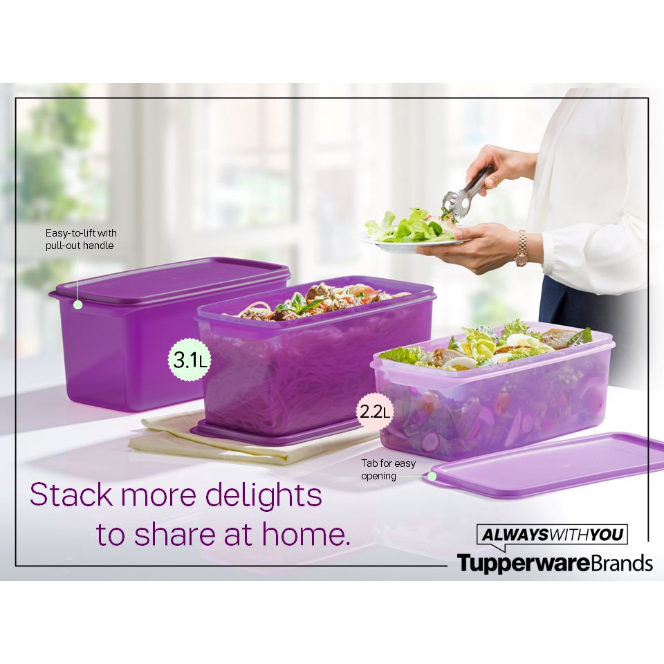 Tupperware Chill N Serve Fresh & Cool Stacker Set Fridge Container / Vegetables Keeper