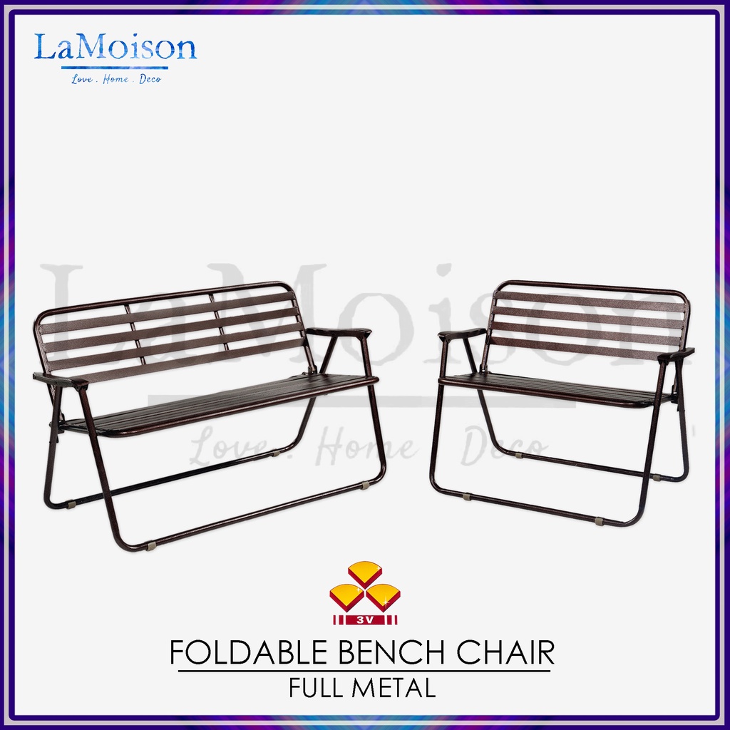 LaMoison 3V LV METAL BENCH CHAIR KERUSI BESI FOLDABLE GARDEN CHAIR