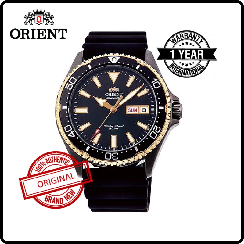 ORIENT Men Original Brand New Automatic Diver Black Dial Rubber Strap Watch RAAA0005B RA
