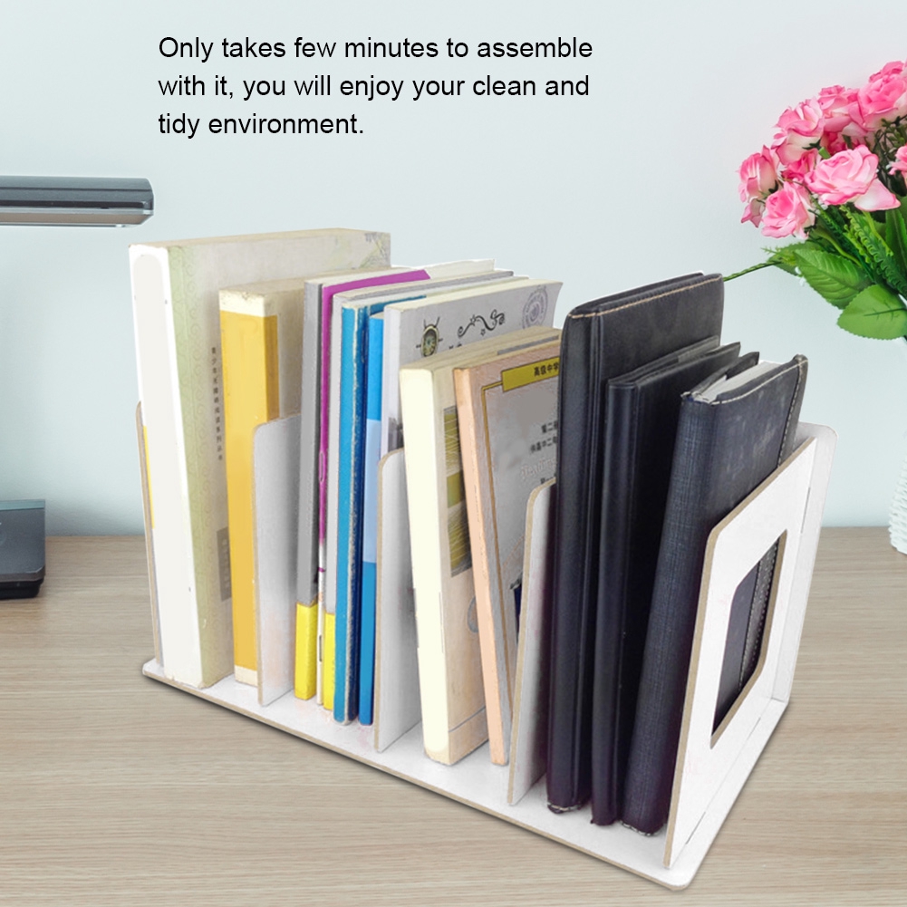 Wooden Book Shelf Dvd Storage Rack Office Desktop Organizer For