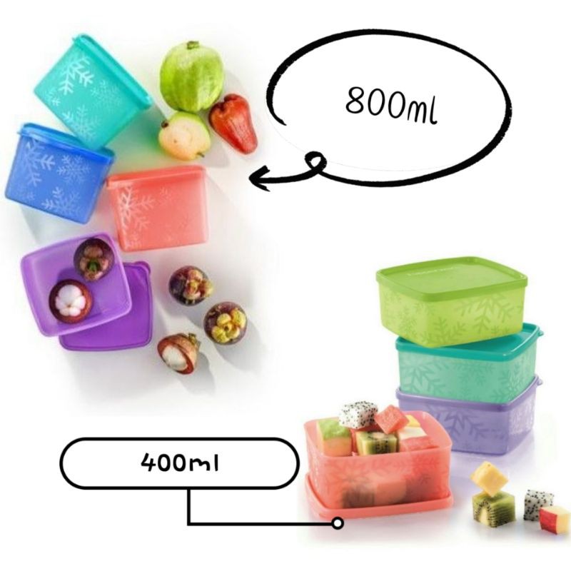 {Ready Stock} Tupperware Snowflake Square Round 400ml / 800ml