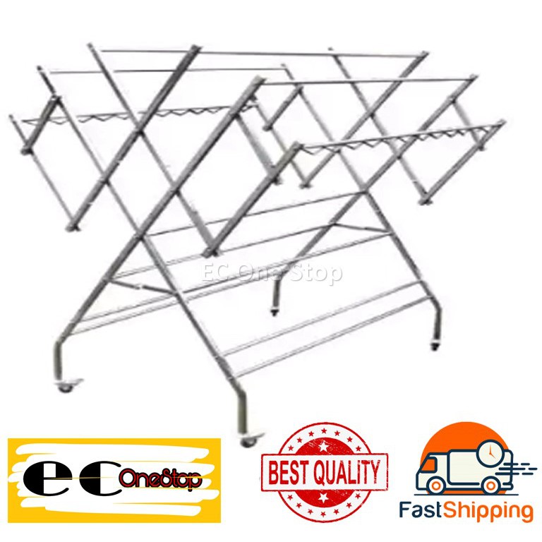 Ec Solid Stainless Steel Outdoor Fold Able Clothes Hanger Drying Rack Ampaian Penyidai Baju W Shape