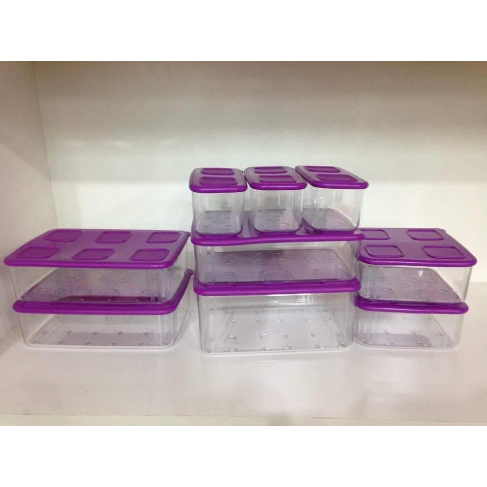 Tupperware Rectangular Clearmate Set (9) Purple 460ml/1L/1.6L/2.5L ...