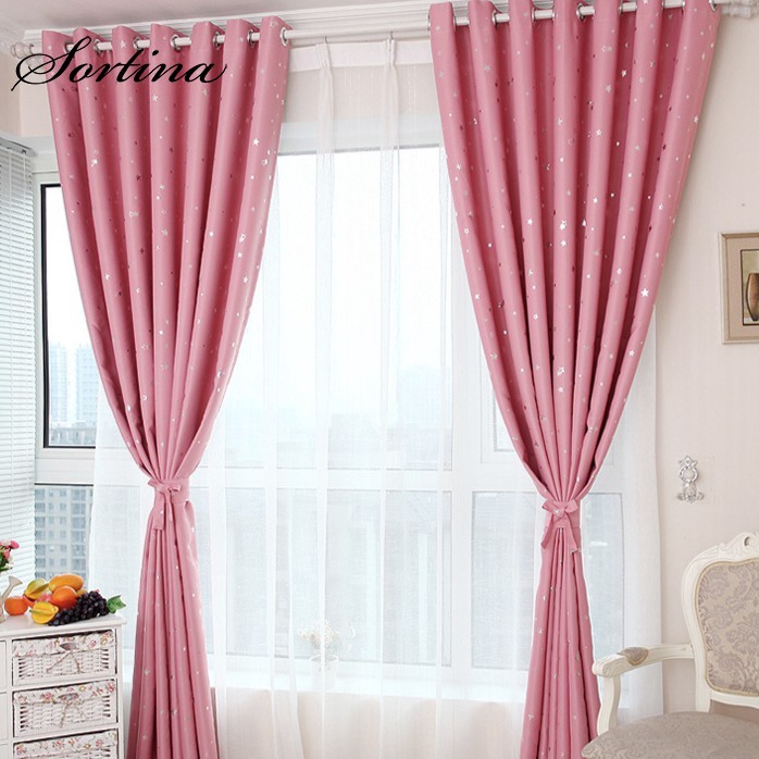 Sortina 5 Colors Langsir Blackout Curtain Pink Curtains For Bedroom Star Curtain For Living Room Door Window Curtain
