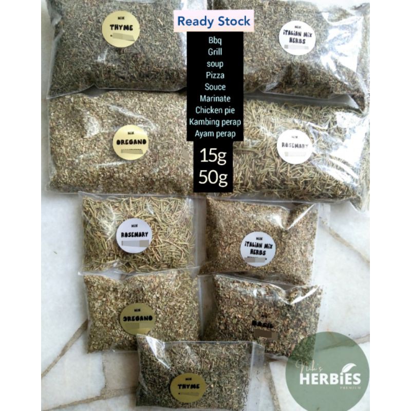 Ready Stock Oregano Thyme Rosemary herbs Parsley Cajun Bay Leaf Meal