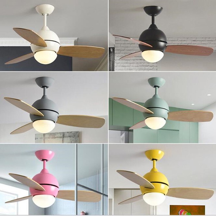 Macaron Ceiling Fan Lamp Multi Color 36 Inch Nordic Pendant Fan With Lights Ceiling Fan Lamp