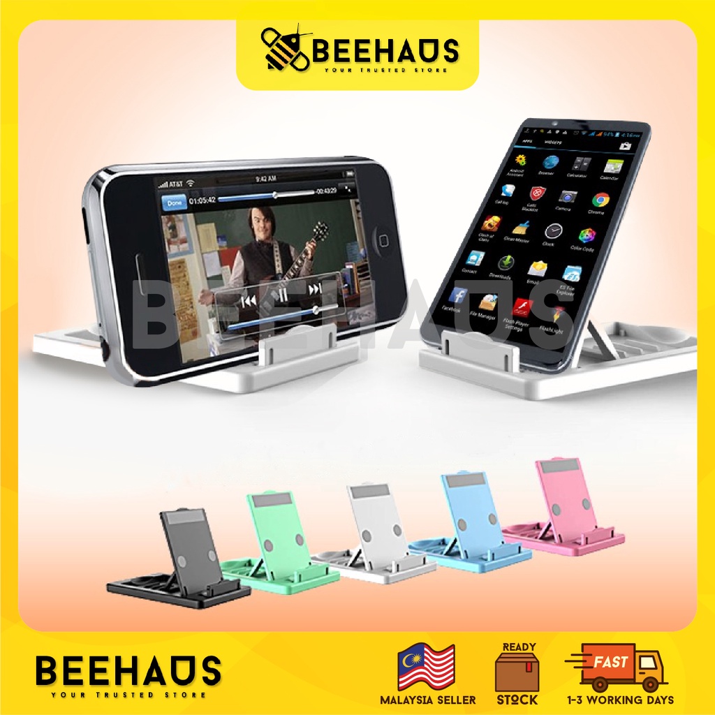 BEEHAUS Foldable Phone Holder Stand | Adjustable Desktop Phone Stand Phone Holder Cell Phone Bracket | Pemegang Telefon