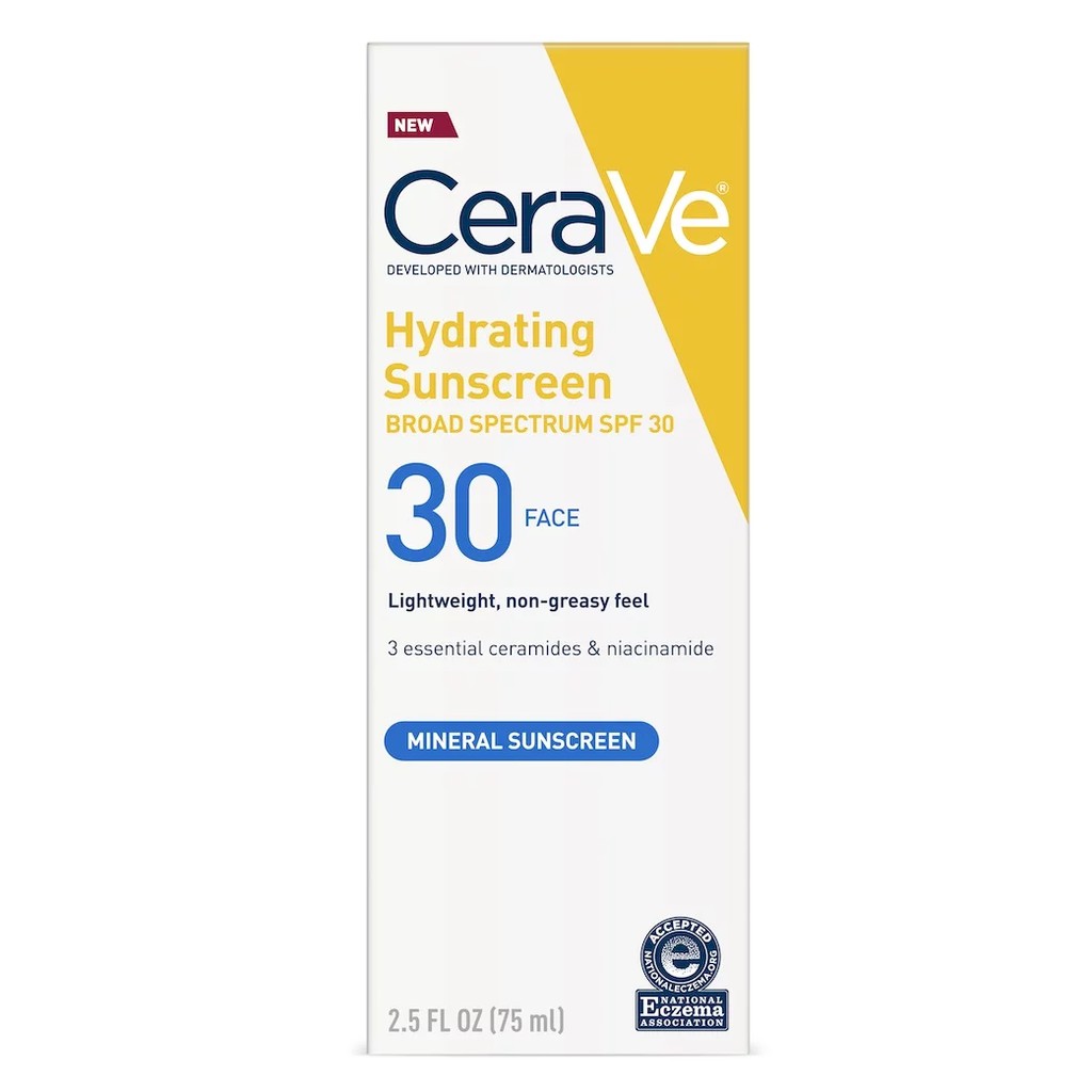 CeraVe 100% Mineral Sunscreen SPF 30 Face Sunscreen With Zinc oxide ...