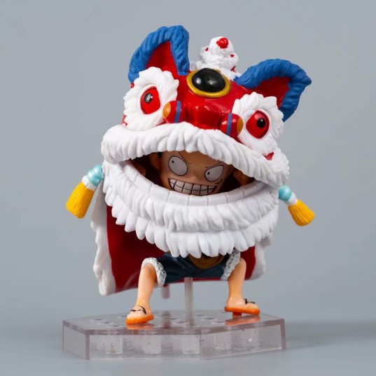 Anime One Piece Luffy Figure Spring Festival Lion Dancing Luffy Pvc Figure Toy Collectibles Fundetfunval Animation Art Characters