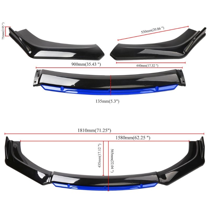 Universal Car Front Bumper Lip Spoiler Splitter Body Kit Glossy