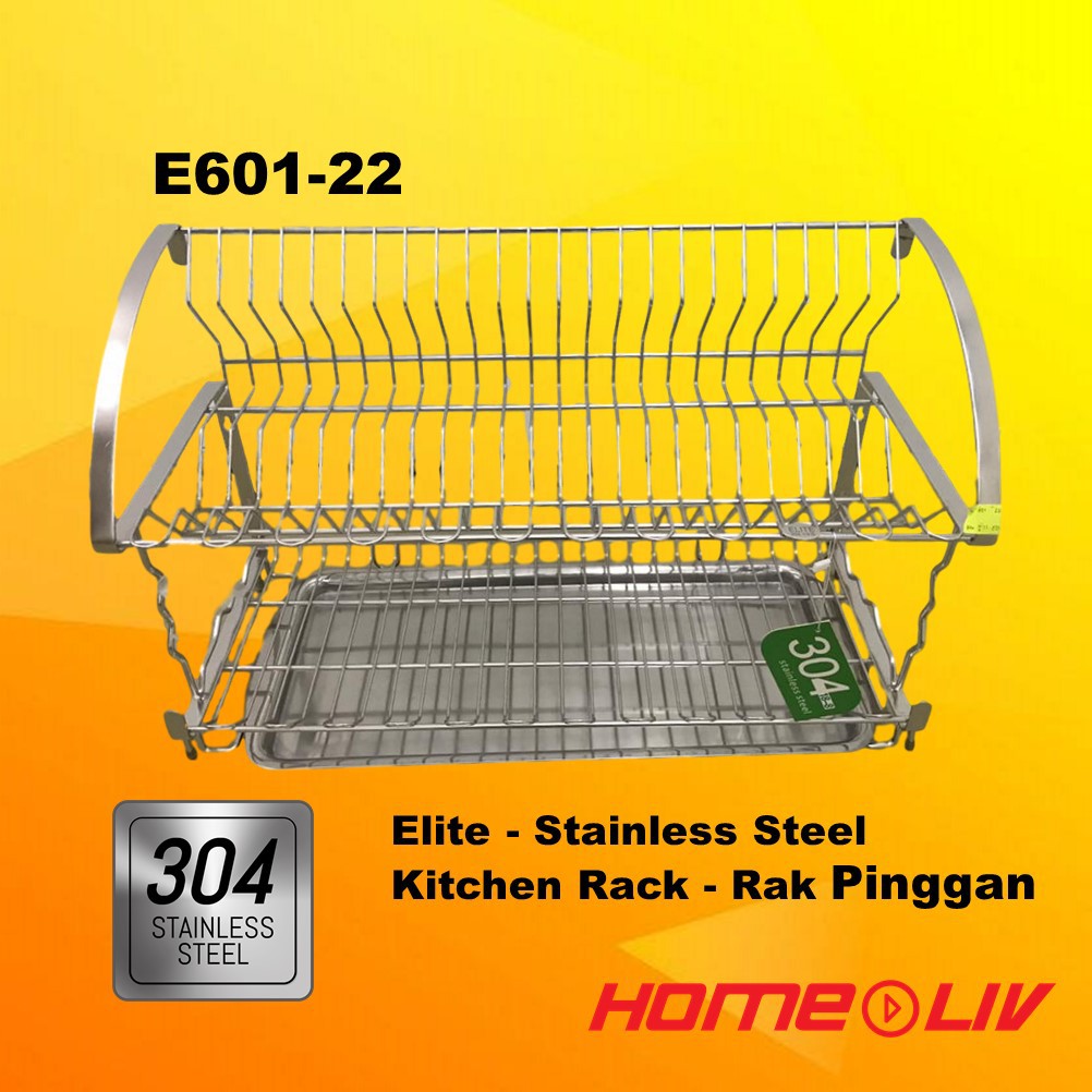 Elite SUS 304 Stainless Steel 2 Layer Kitchen Dish Drainers Standing