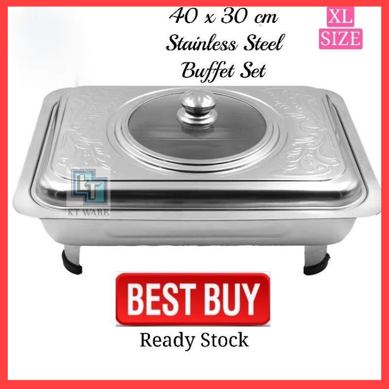 40x30 cm stainless steel buffet set catering tray embossed food pan food tray Warmer serving tray berkas lauk kenduri