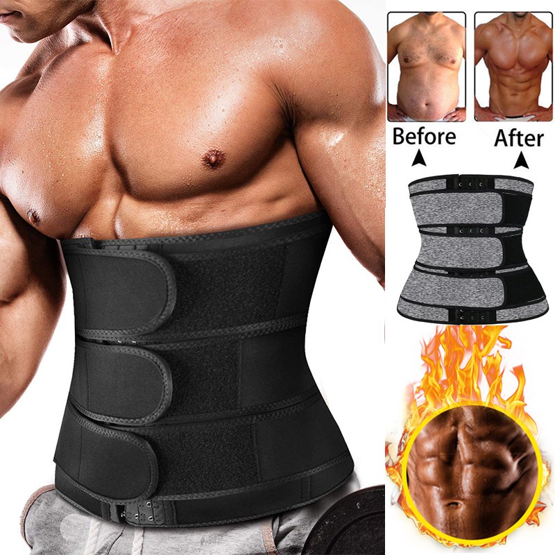 Ready Stock】Mens Workout Waist Trainer Neoprene Corset Sauna Sweat