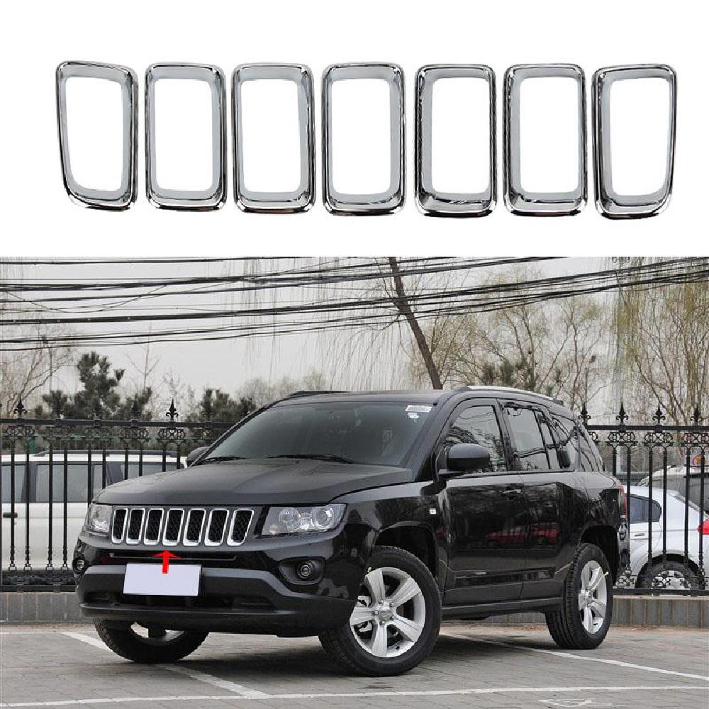 For Jeep Compass 2011-2014 Chrome Front Grille Vent Hole Grill Frame Cover Trim
