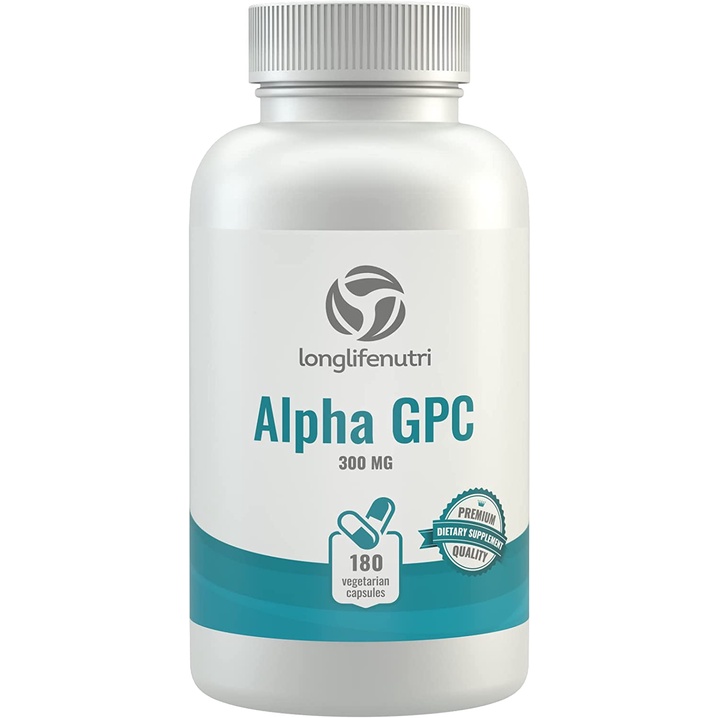 Alpha GPC Choline Supplement 300mg 180 Vegetarian Capsules Made in