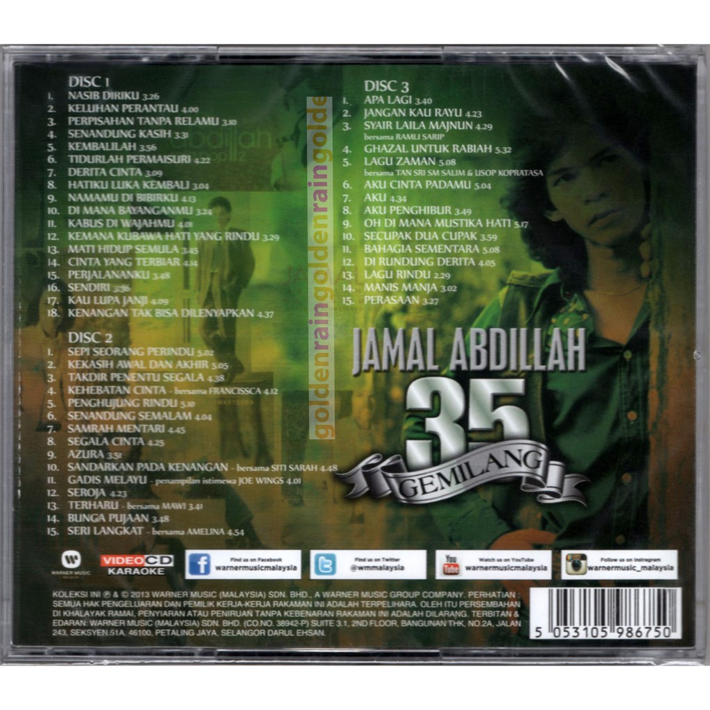 Jamal Abdillah Gemilang 35 Tahun 2013 Warner Music Original 3 Video Cd Set Mtv Karaoke Original Vocal Shopee Malaysia