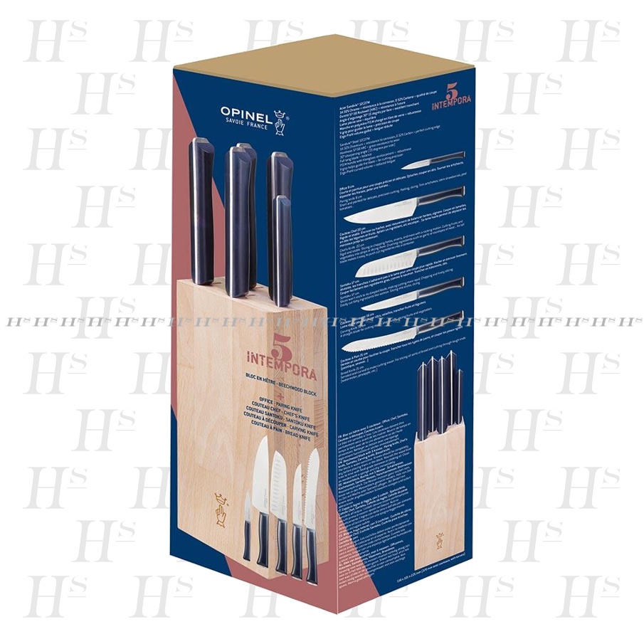 OPINEL Intempora Knife Block 5 Piece Chef Knife Set with Block