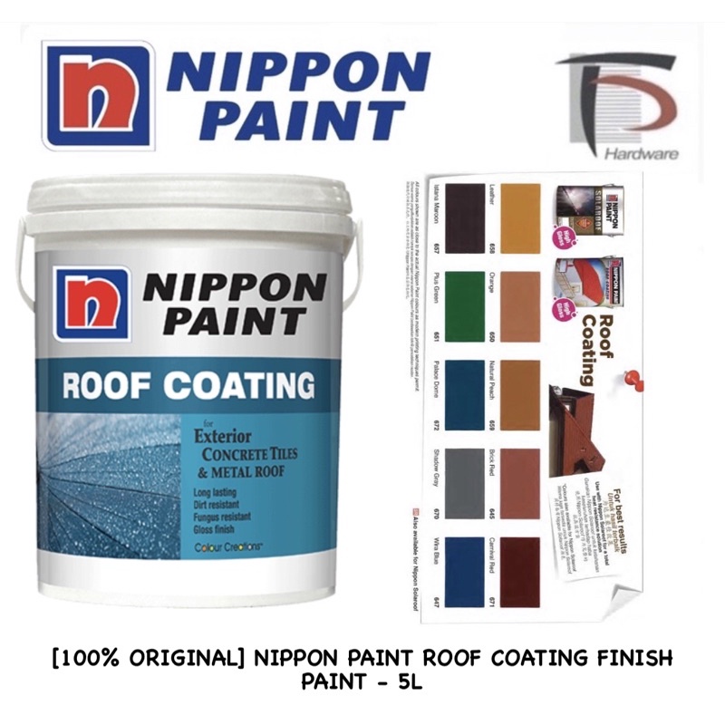 100 Original Nippon Paint Roof Coating Finish Paint 5l Shopee