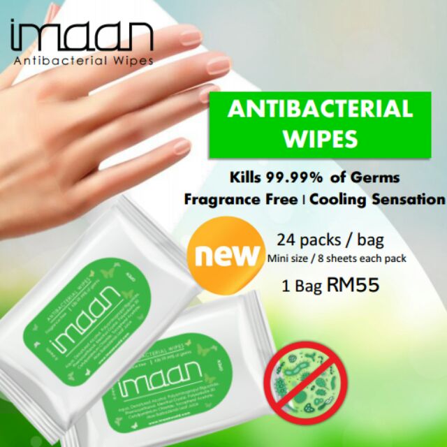 Ready Stock: MAAN MINI ANTIBACTERIAL WIPES(24pcs)cleanser/gift/Doorgift