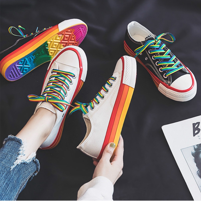 rainbow canvas shoes