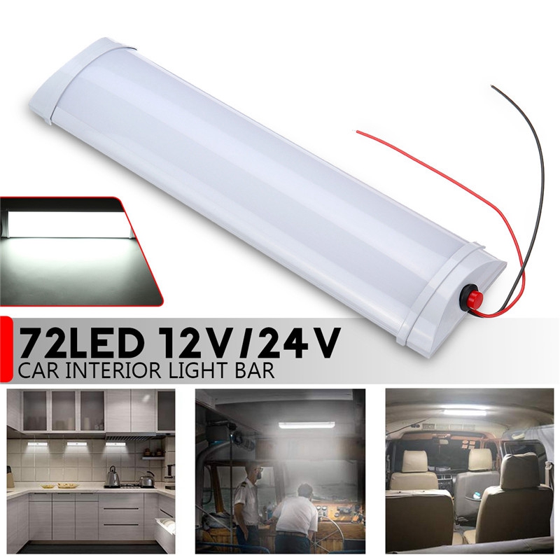 4X 72 LED 12V ON/OFF Switch Interior Light Strip Bar 12 VOLT Car Caravan Van Bus 