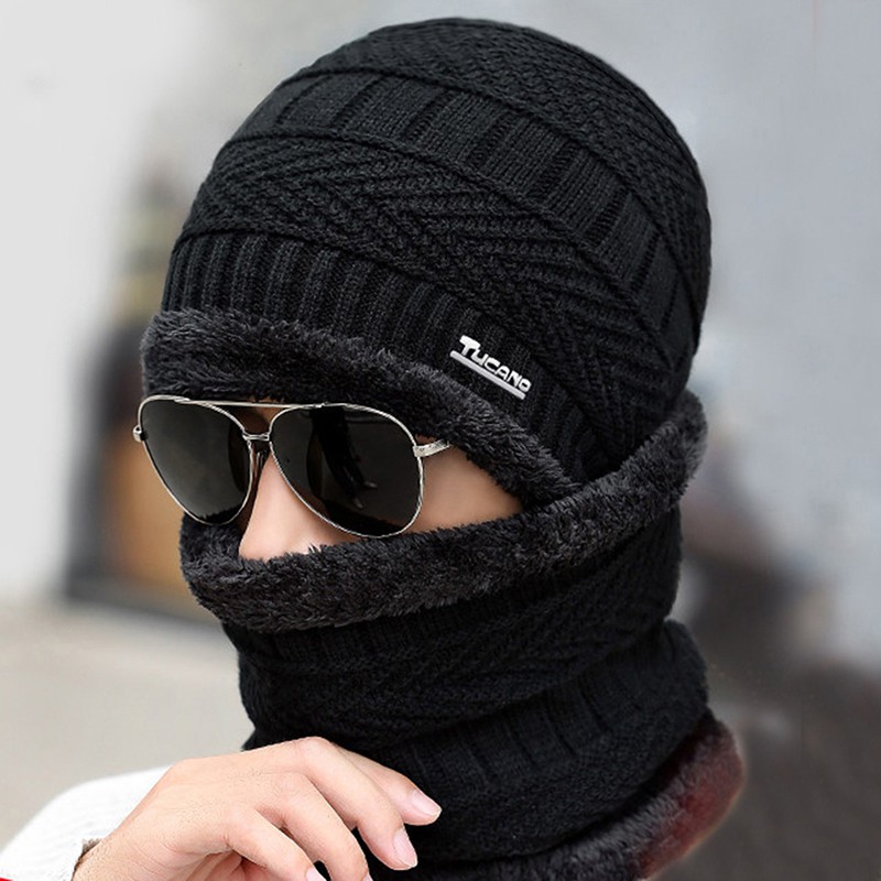 Men's Winter Warm 100% Genuine Sheepskin Leather Balaclava Cap Snow Ski Hat 