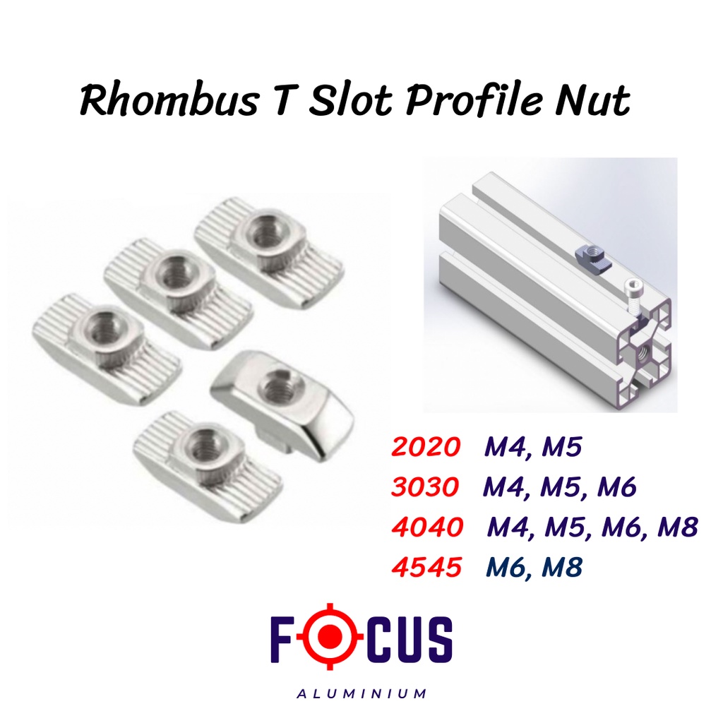 T Nut Rhombus Hammer Head Fasten Nut Connector Profile Slot Nut 2020